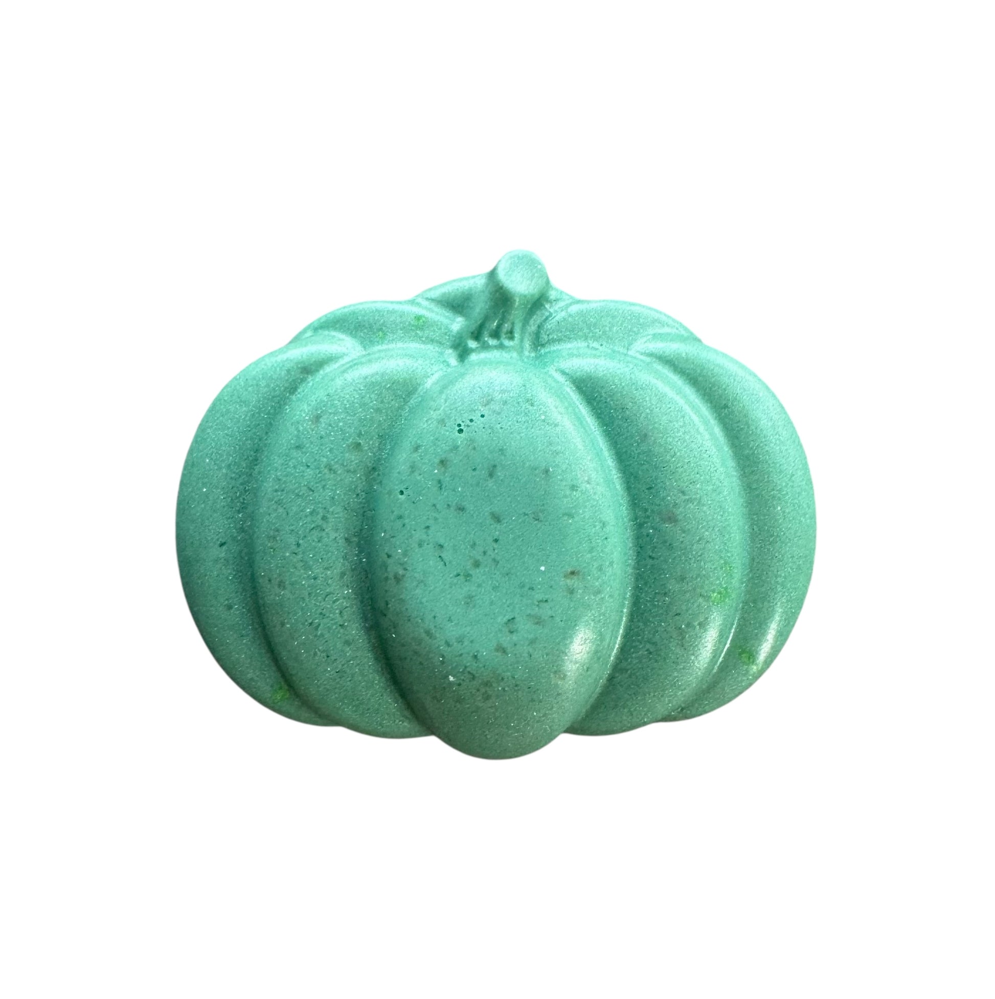 Green ceramic pumpkin on a white background