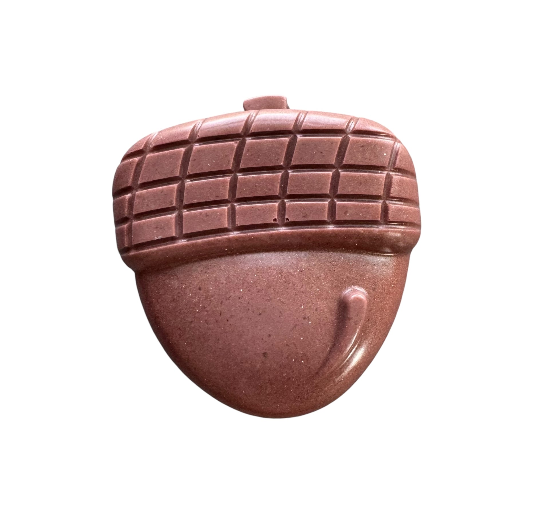 Chocolate acorn on a white background