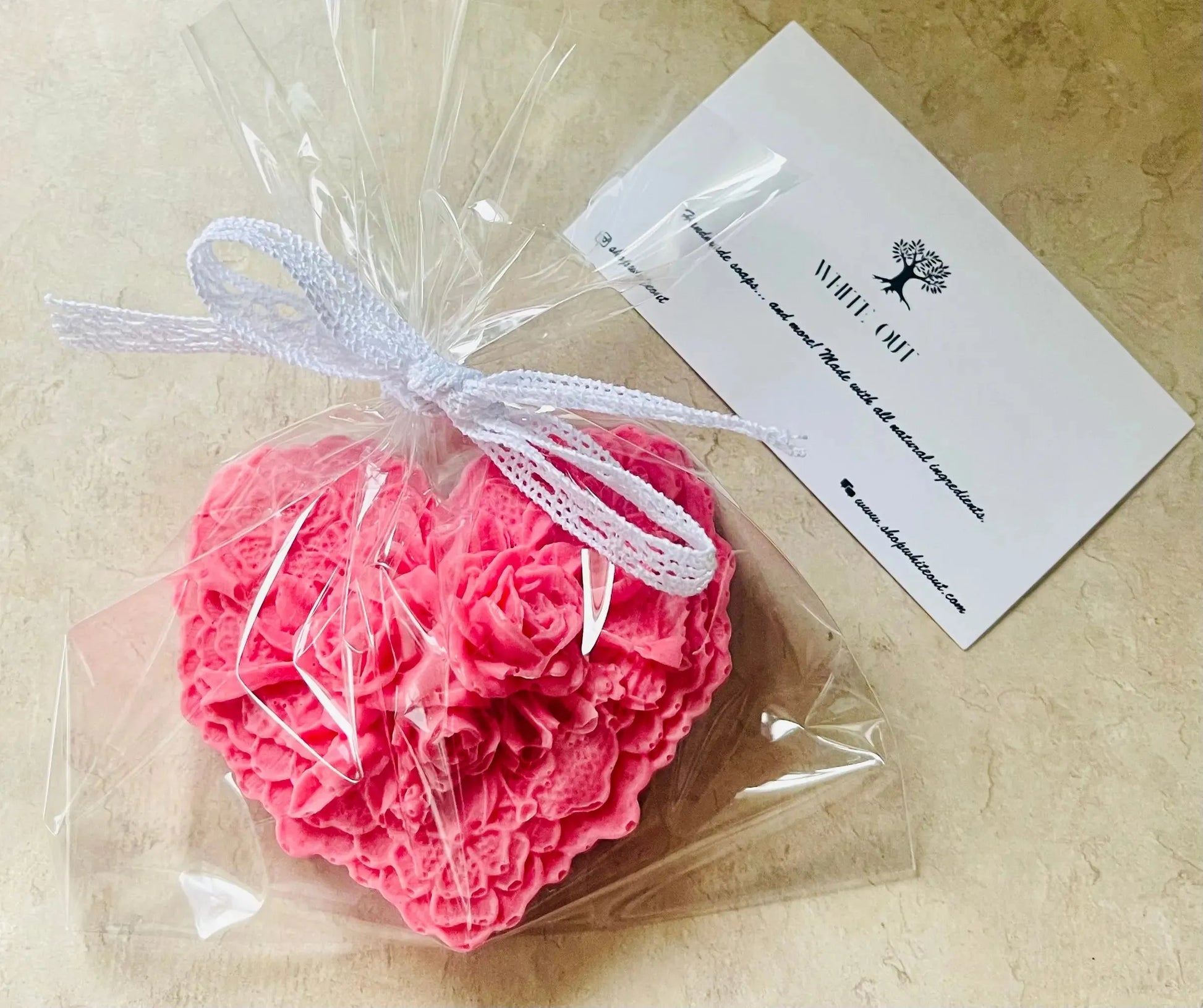 Heart-Shaped Oatmeal Shea Butter Soap | 3D Natural Hand & Body Bar White Out