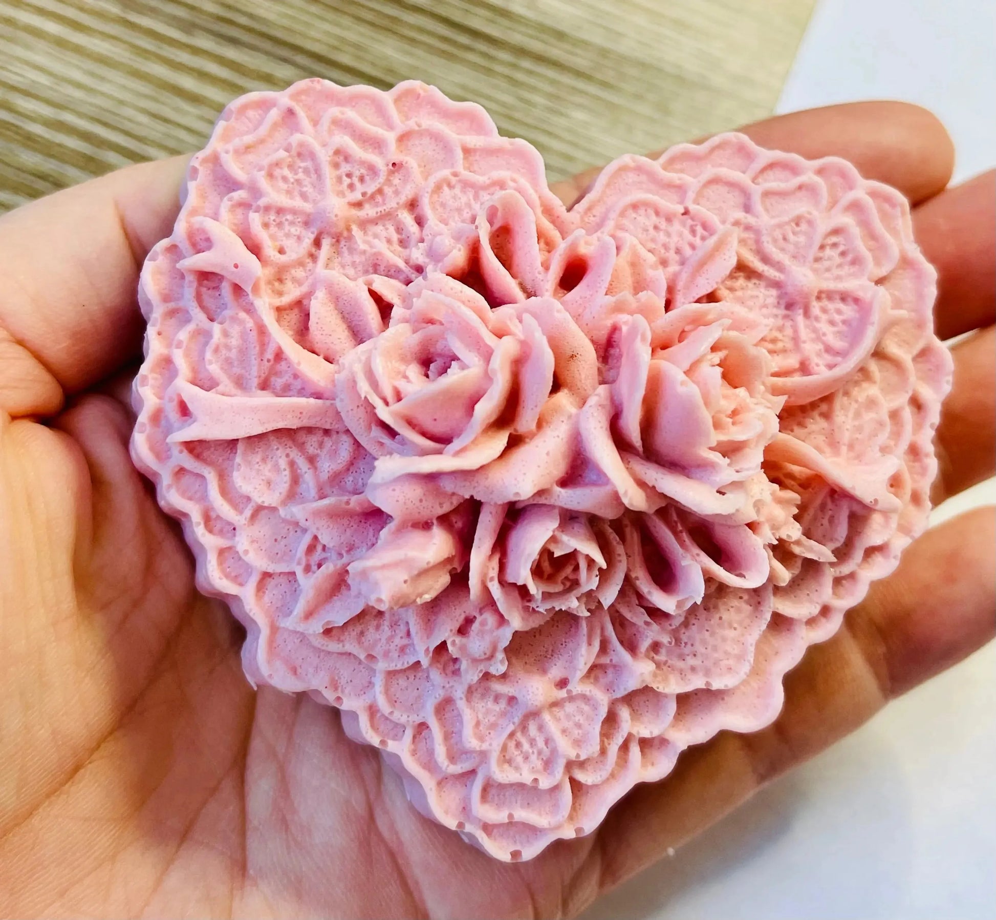 Heart-Shaped Oatmeal Shea Butter Soap | 3D Natural Hand & Body Bar White Out