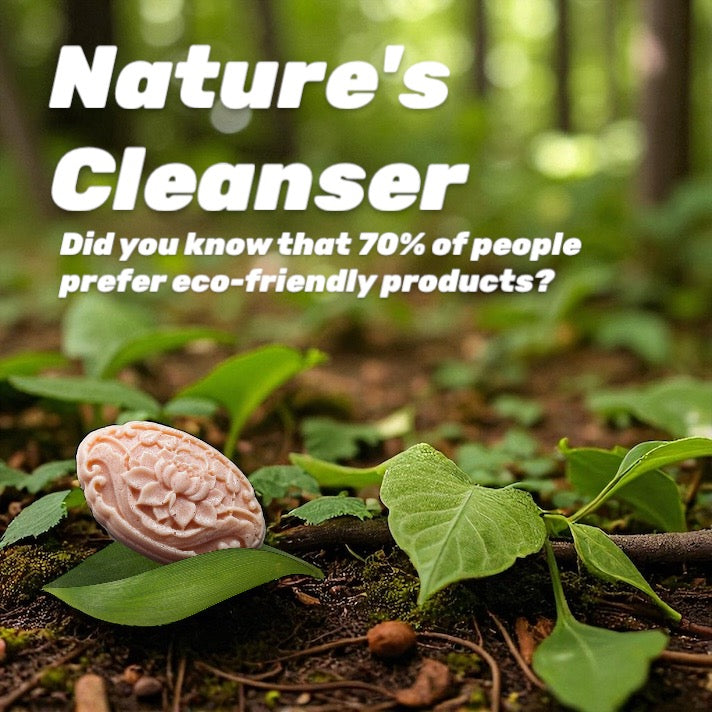Eco-friendly product on a natural background with text about eco-friendly products.