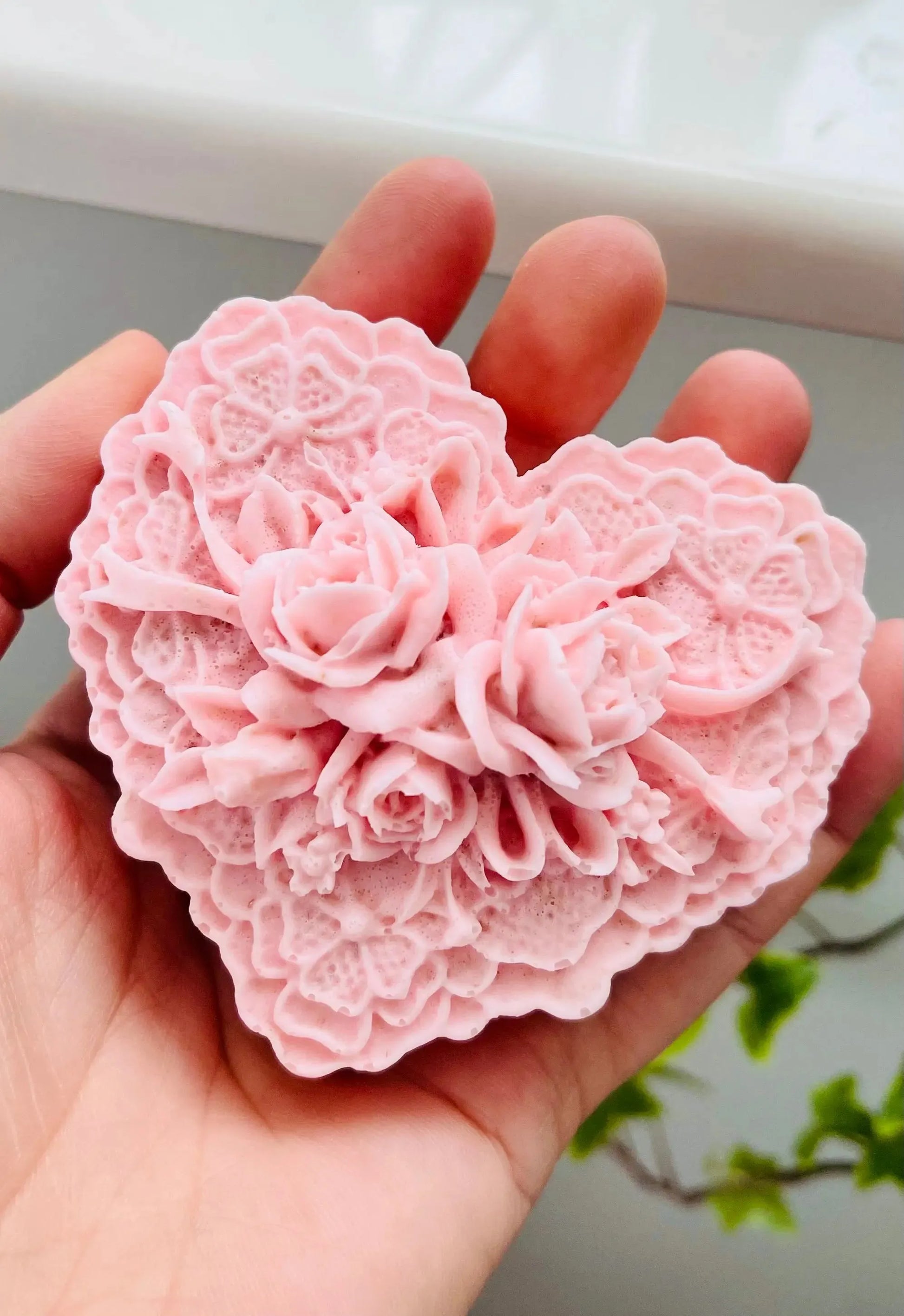 Heart-Shaped Oatmeal Shea Butter Soap | 3D Natural Hand & Body Bar White Out
