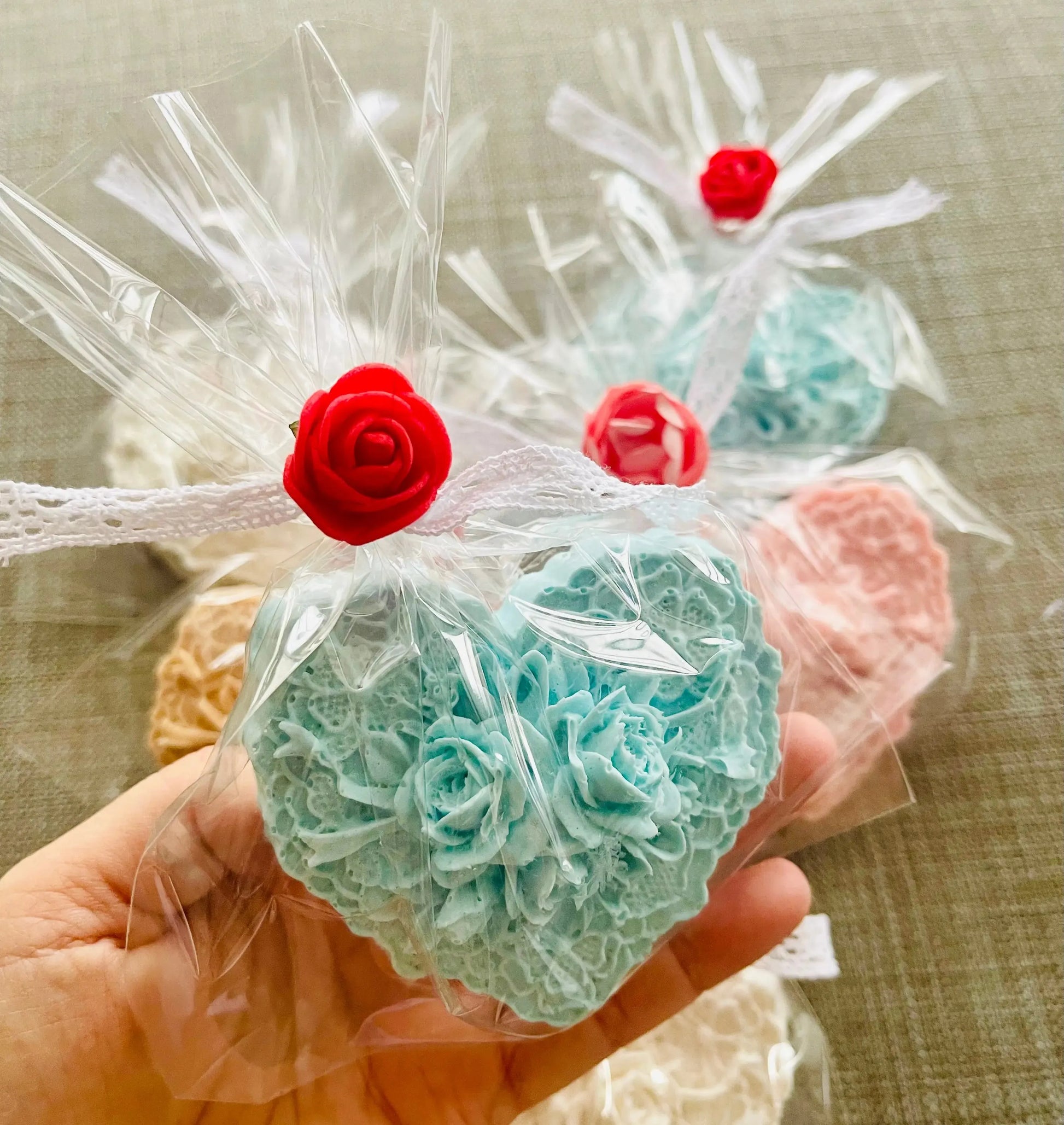 Heart-Shaped Oatmeal Shea Butter Soap | 3D Natural Hand & Body Bar White Out