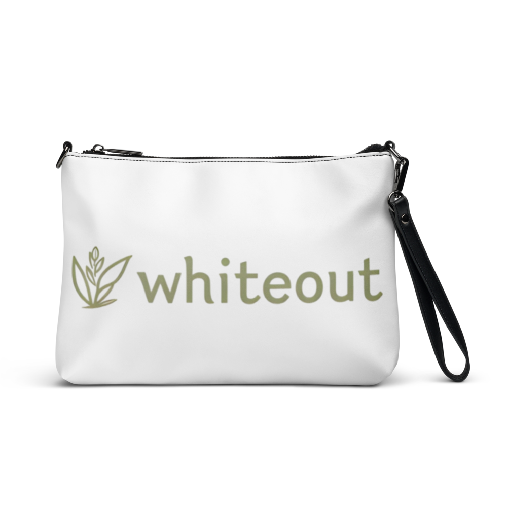 White pouch with 'whiteout' branding on a white background
