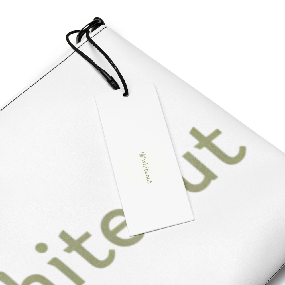 Whiteout branding on a white background