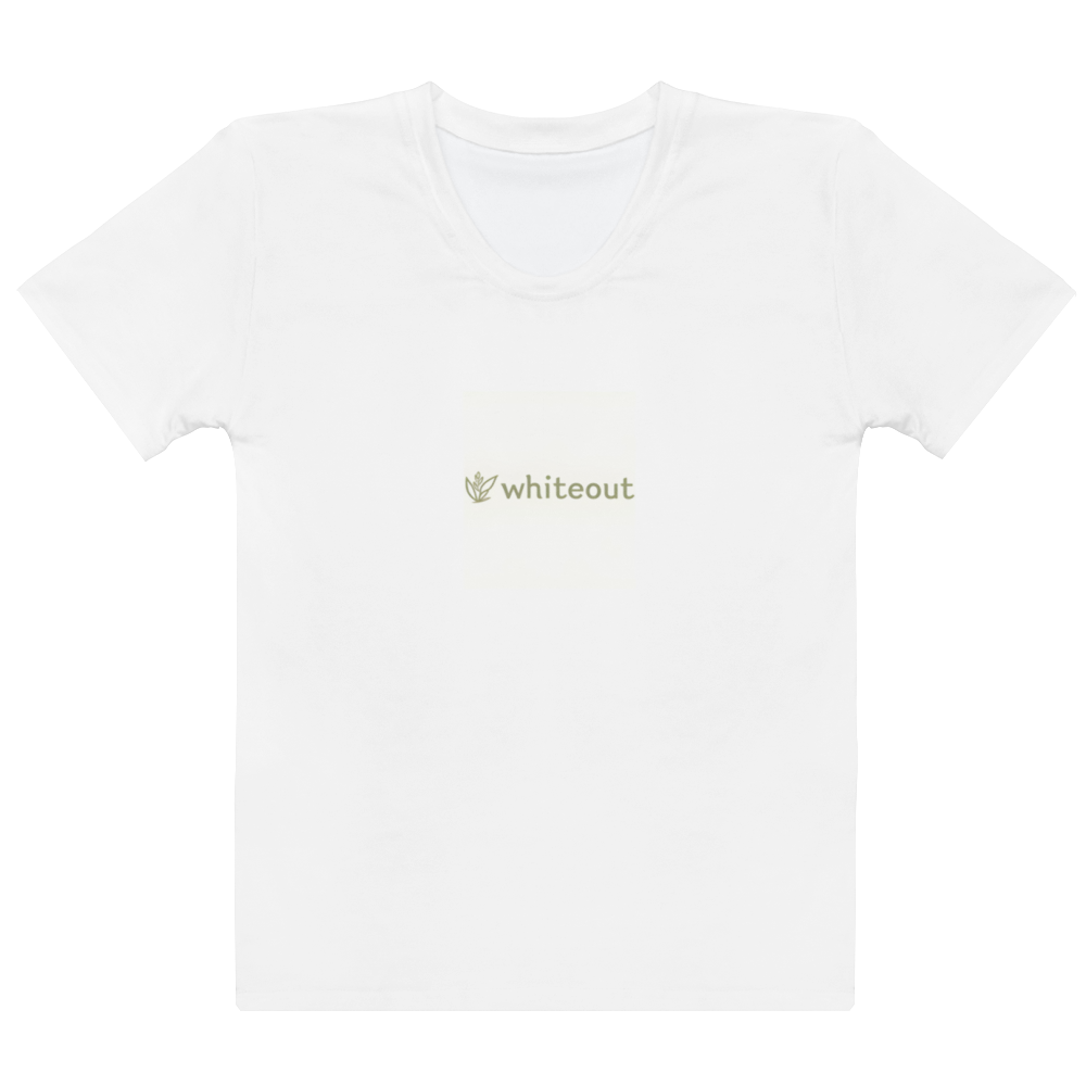 White t-shirt with 'Whiteout' logo on a white background