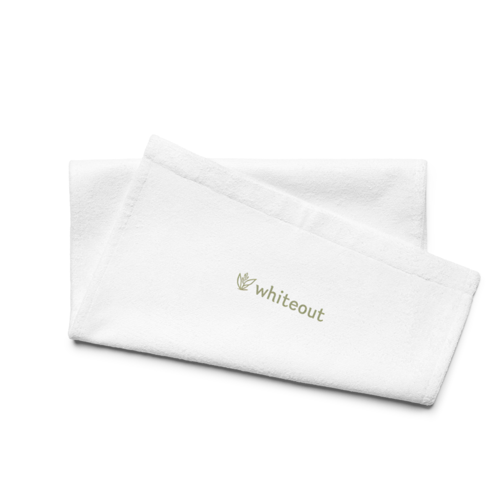 White pillowcases with 'whiteout' logo on a white background
