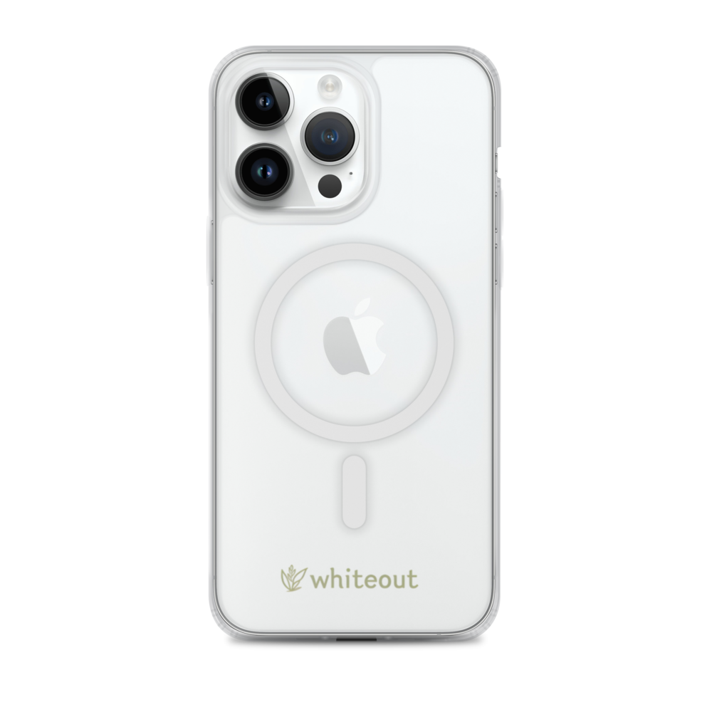 Clear phone case with Apple logo on a white background