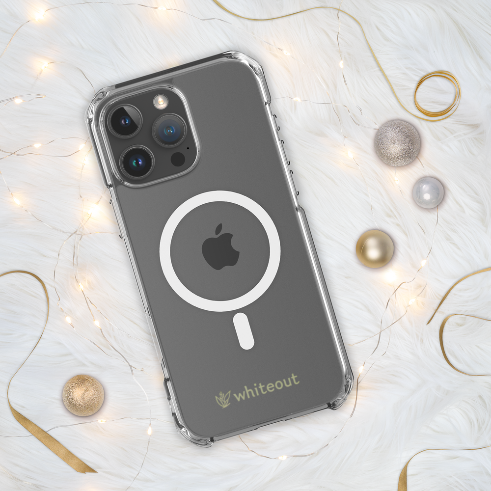 Phone case with Apple logo on a decorative background