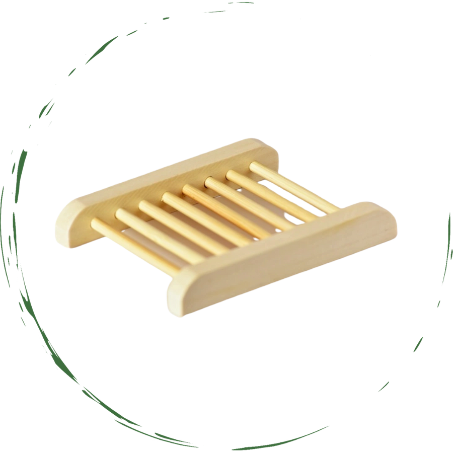 Wooden soap dish on a white background