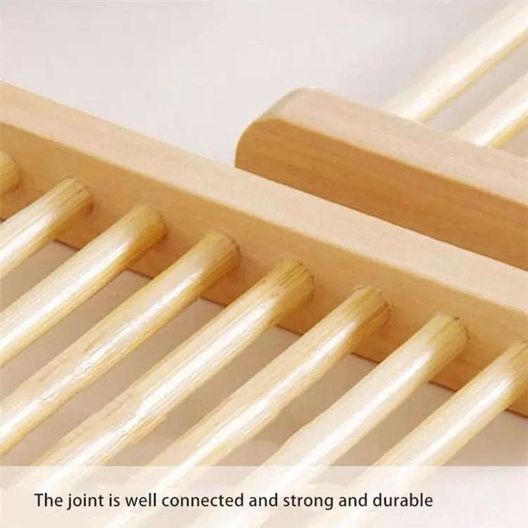 Wooden bath scrubber with a close-up of the joint on a white background