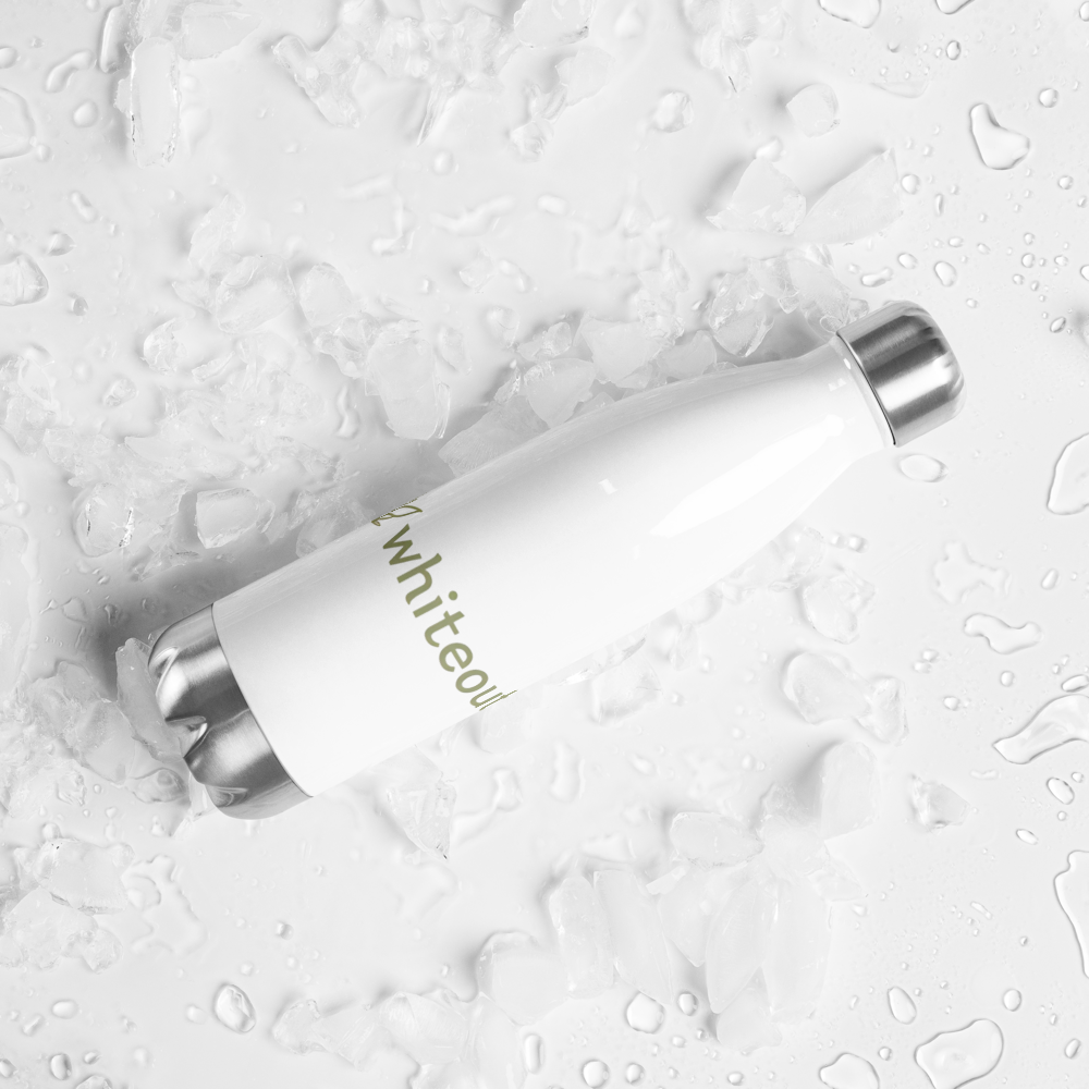 White cylindrical container with silver lid on a textured white background